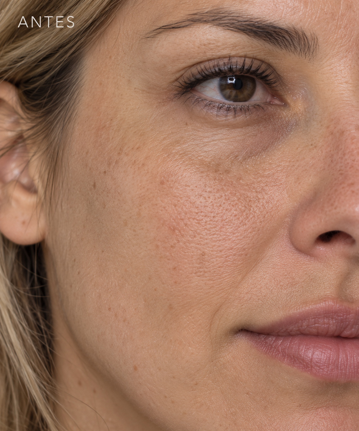 Antes: piel opaca, cepillo facial Glowvest