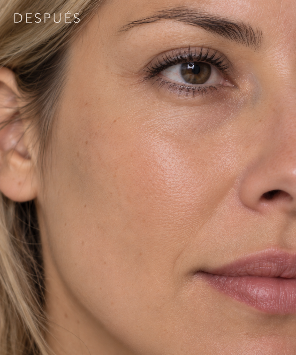 Después: piel luminosa, cepillo facial Glowvest