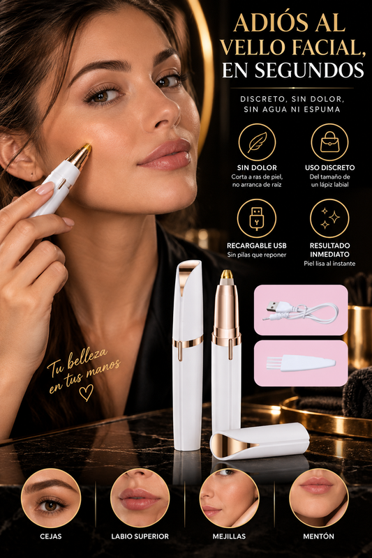 Depilador facial Glowvest blanco, adiós al vello facial en segundos