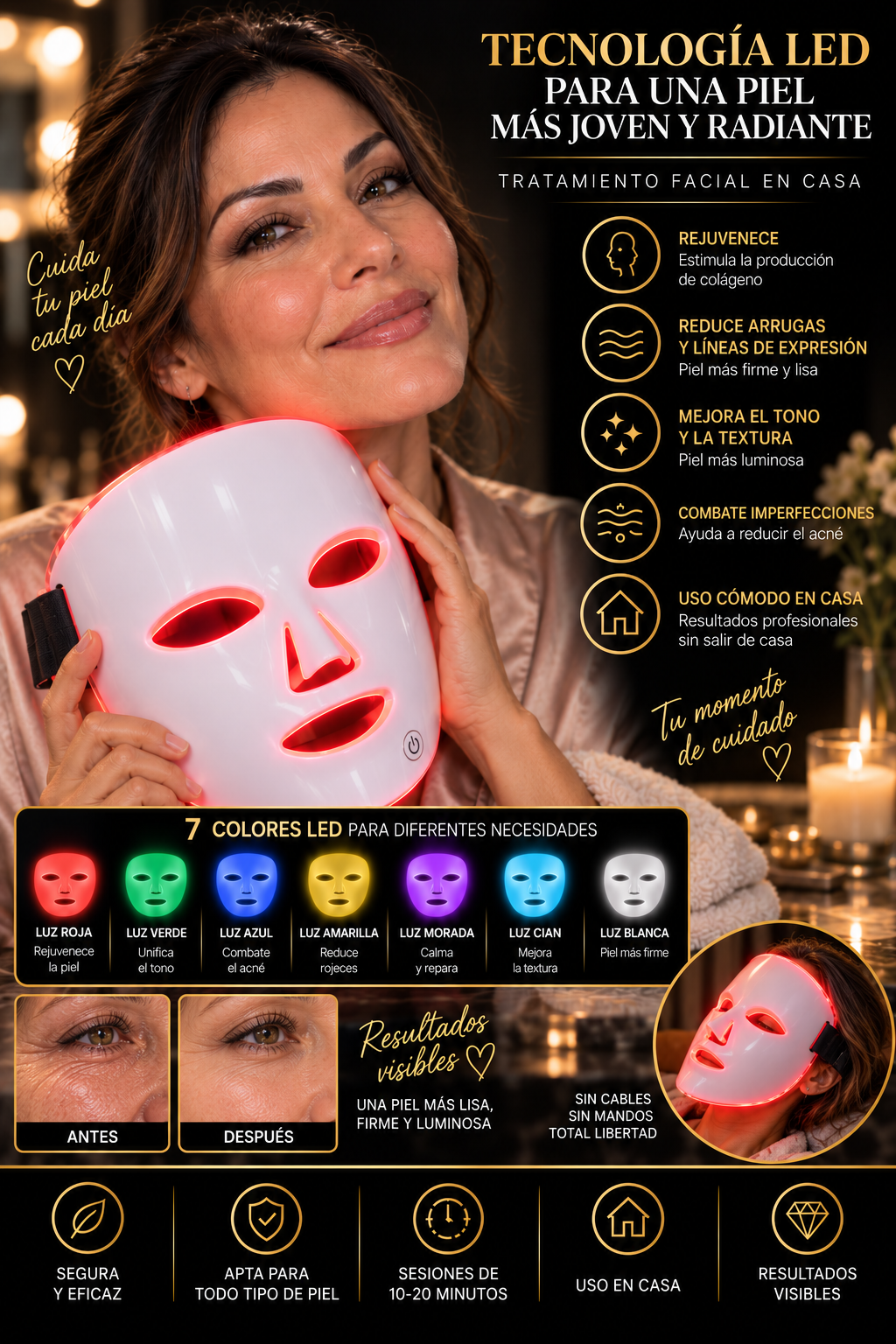 Máscara LED Glowvest, tu momento de cuidado en casa