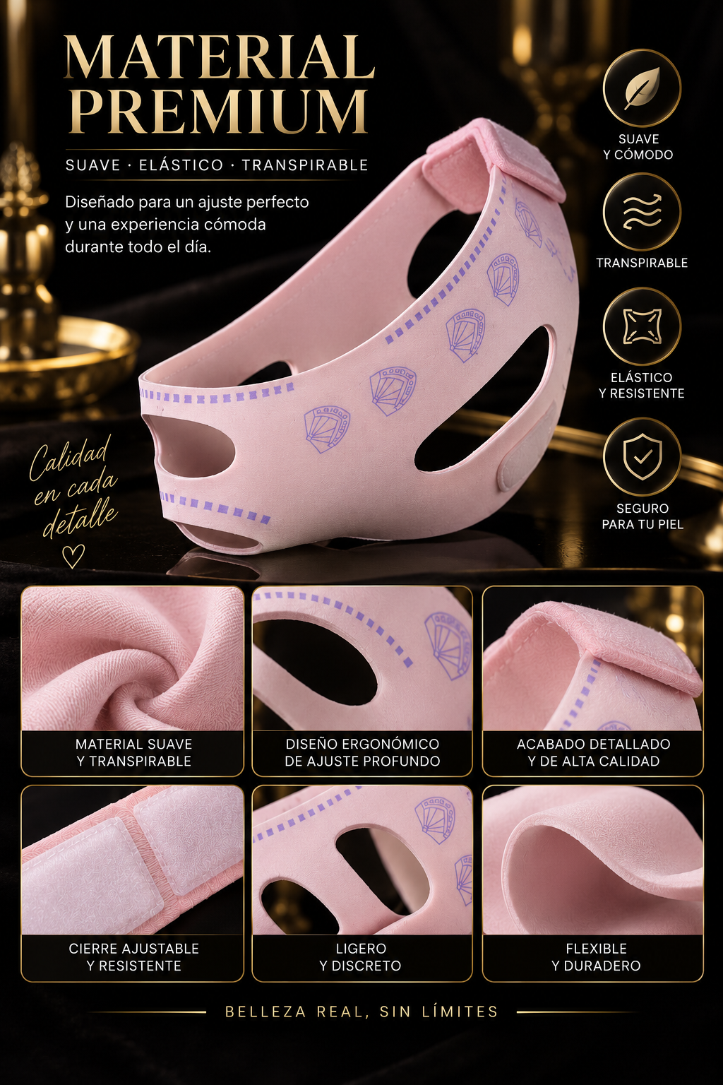 Banda reafirmante de papada Glowvest, reduce la papada y reafirma